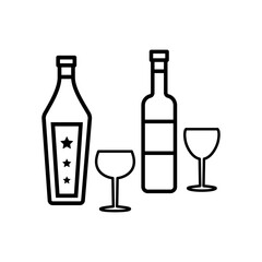glass and bottles,icon,line, design,flat, style,trendy collection,template