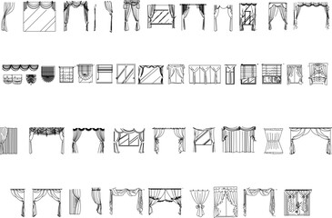 sketch vector illustration of curtains for home interior