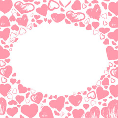 Illustration vector cute drawing heart’s. Frame oval