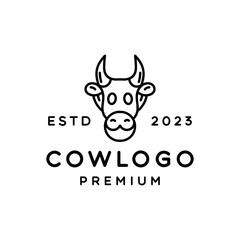 Cow Monoline Logo Emblem Vector Design badge illustration Symbol Icon