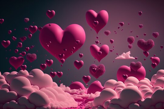 Multi Red Valentine's Hearts. Full of hearts. Generative AI