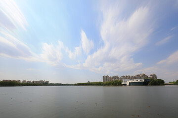 Fototapeta premium Waterfront City Architectural scenery, North China