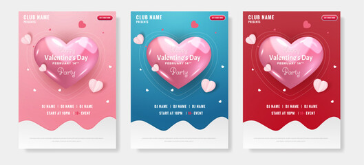 set of flayer valentine day invitation banner template. 