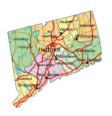 Connecticut - Highly detailed editable political map with labeling. - 560681355
