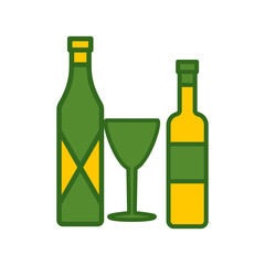 wine glass, bottles, icon, color, design,flat, style,trendy collection,template