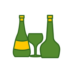 wine glass, bottles, icon, color, design,flat, style,trendy collection,template