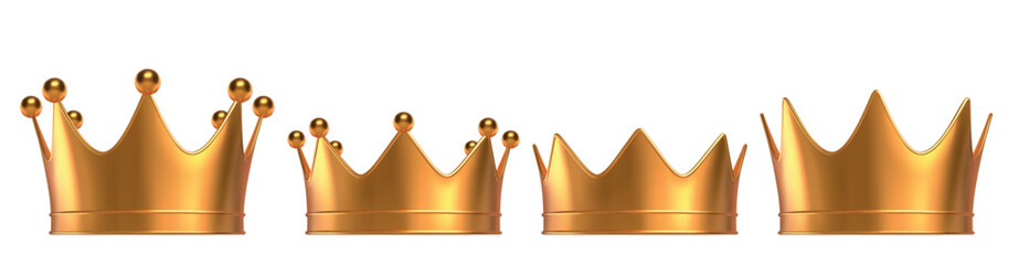 Realistic vector golden crowns for queen and king. © Vitaly