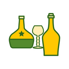 wine glass, bottles, icon, color, design,flat, style,trendy collection,template