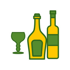 wine glass, bottles, icon, color, design,flat, style,trendy collection,template