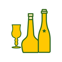 wine glass, bottles, icon, color, design,flat, style,trendy collection,template