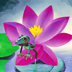 frog on a flower