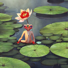 water lily in the pond