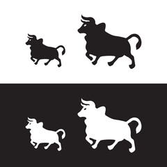 Bull animal vector logo design . icon logo . silhouette logo 