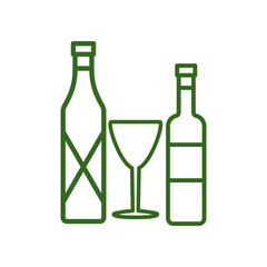 wine glass, bottles, icon, line, design,flat, style,trendy collection,template