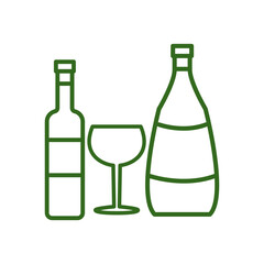 wine glass, bottles, icon, line, design,flat, style,trendy collection,template