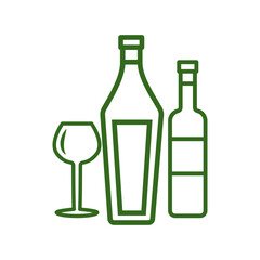 wine glass, bottles, icon, line, design,flat, style,trendy collection,template