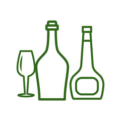 wine glass, bottles, icon, line, design,flat, style,trendy collection,template