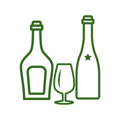 wine glass, bottles, icon, line, design,flat, style,trendy collection,template