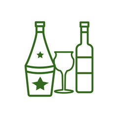 wine glass, bottles, icon, line, design,flat, style,trendy collection,template