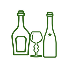 wine glass, bottles, icon, line, design,flat, style,trendy collection,template