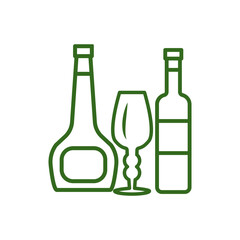 wine glass, bottles, icon, line, design,flat, style,trendy collection,template