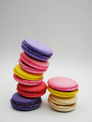 colorful macaroons on plate and many styles with flower.
