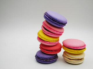 colorful macaroons on plate and many styles with flower.