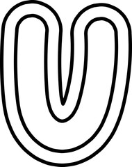 cute puffy black and white letter hand draw alphabet