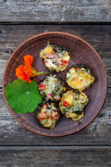 cupcakes in nasturtium leaves