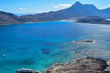 Blick von der Insel Gramvousa auf die Balosbucht in  Kreta (Griechenland)