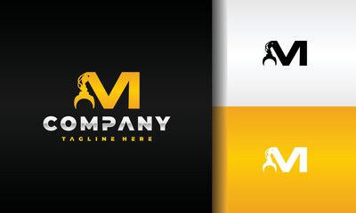 letter M grapple construction logo