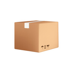 A 3d cardboard boxes on the white background.