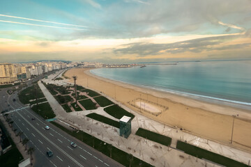 Empty soccer field on the beach