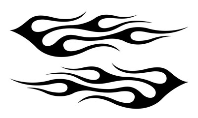 Fire flames racing car decal vector art graphic. Burning tire and flame sports car body side vinyl decal. Side decoration for car, auto, truck, boat, suv, motorcycle.