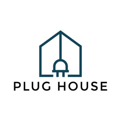 Modern simple plug house logo, Simple plug house vector logo design template