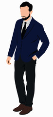 Illustration of businessman standing in pose in formal.