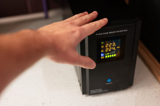 Pure sine wave inverter. Backup Power UPS 1000 W with stabilizer for home.