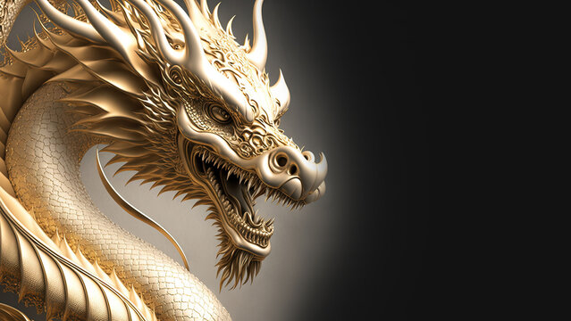Happy chinese new year background realistic dragon character. Generative ai.