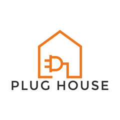 Modern simple plug house logo  Simple plug house vector logo design template
