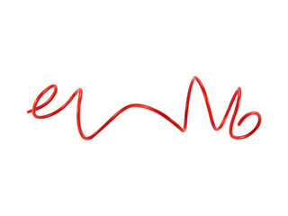 Red wire cable of usb and adapter isolated on white background.Electronic Connector.Selection focus.