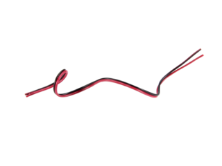 Black and red wire cable of usb and adapter isolated on white background.Electronic Connector.Selection focus.