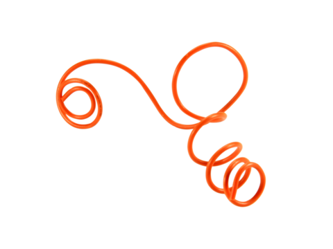 Orange wire cable of usb and adapter isolated on white background.Electronic Connector.Selection focus.