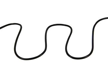 Black wire cable of usb and adapter isolated on white background.Electronic Connector.Selection focus.