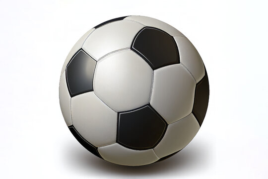 Soccer football isolated on a white background for use in a sports championship concept such as a World Cup penalty goal kick, computer Generative AI stock illustration image