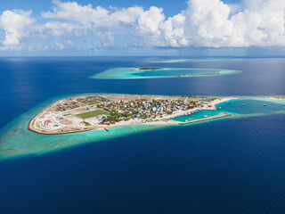  Beautiful maldives tropical island - Panorama. view from the air.