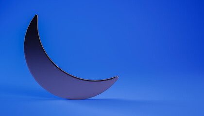 Ramadan background with crescent moon and copy space, 3d rendering illustration. Muslim Holy Month Ramadan Kareem wallpaper design. © gizemg