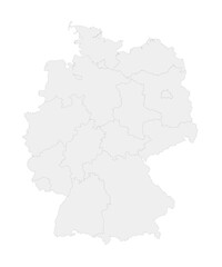 States of Germany map showing borders. Gray Germany states map isolated with borders. Vector stock illustration.