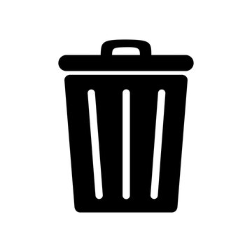 GARBAGE BASKET PICTOGRAM IN BLACK COLOR, ISOLATED, PNG