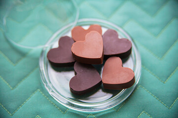 chocolate candy in the shape of a heart on plate