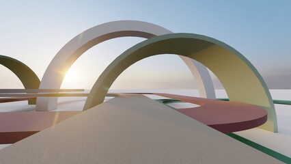 Fototapeta premium Abstract architecture background arched interior 3d render